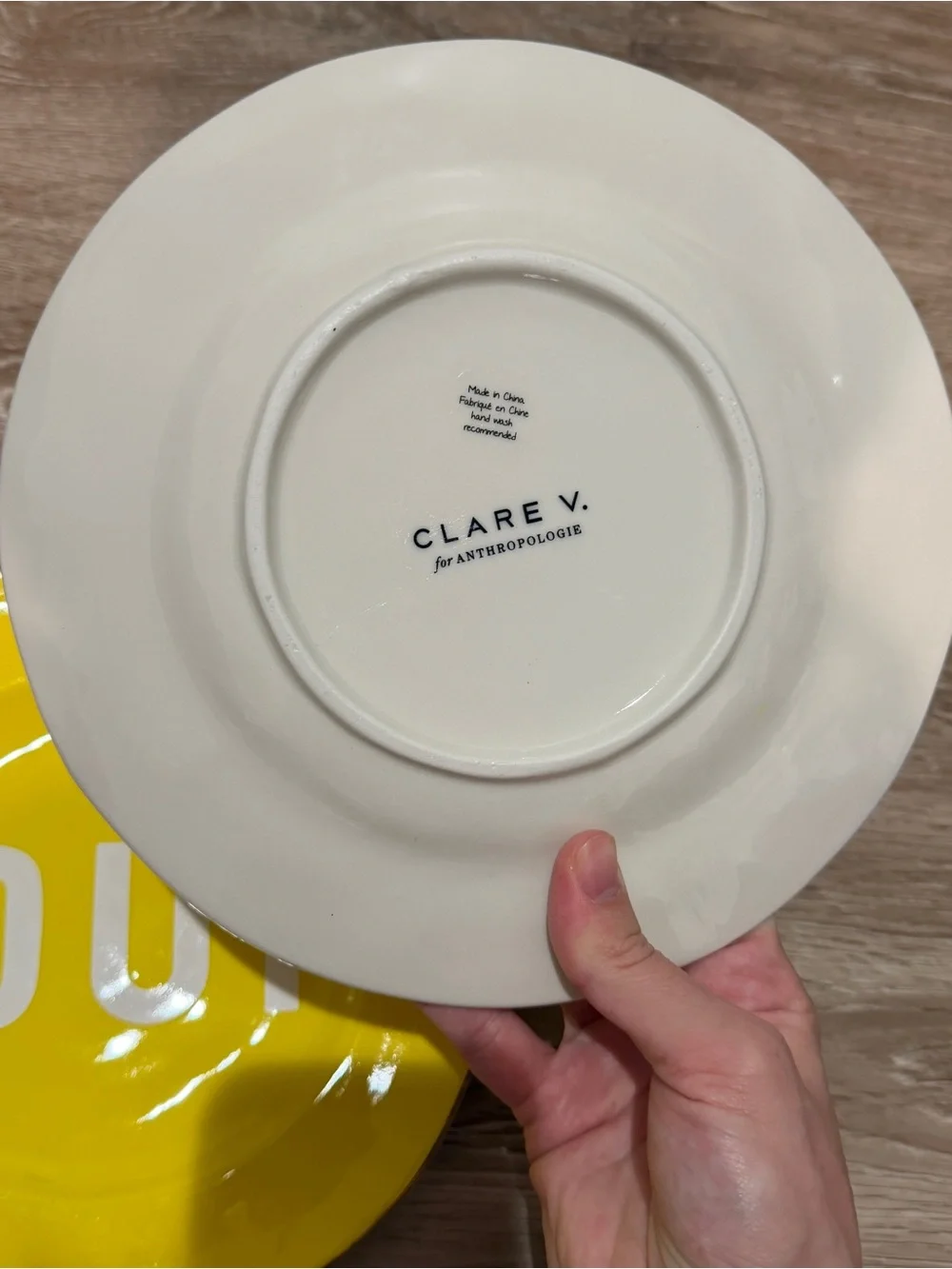 Clare V Bright Yellow 'OUI' Ceramic Dinner Plates